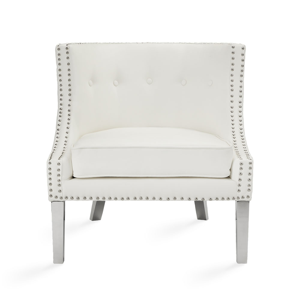 Lucy Accent Chair: White Leatherette